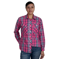 Just Country Womens Abbey Full Button L/S Print Shirt (WWLS2448) Hot Pink/Navy Plaid [GD]