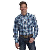 Roper Mens Karman Collection 55/45 L/S Shirt (01101082) Plaid Blue