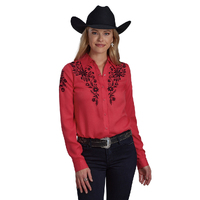 Roper Womens Studio West Collection L/S Shirt (50565071) Solid Red