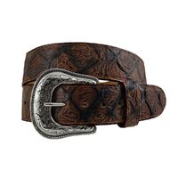 Roper Mens 1.1/2" Leather Pirarucu Belt (8671500) Embossed Cognac