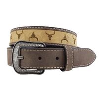 Roper Boys 1.1/4" Leather Steer Head Belt (1779300) Brown Embroidery