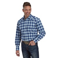 Roper Mens Amarillo Collection L/S Shirt (01278701) Plaid Blue