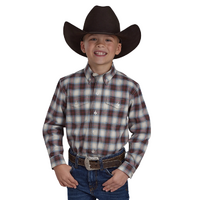 Roper Boys Amarillo Collection L/S Shirt (30378700) Plaid Brown