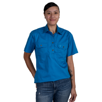 Just Country Womens Evie S/S Half Button Work Shirt (50506BJL) Blue Jewel