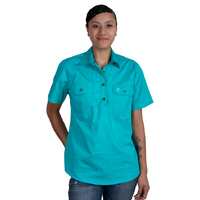 Just Country Womens Evie S/S Half Button Work Shirt (50506TUR) Turquoise