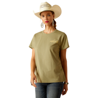 Ariat Womens Desert Scene S/S Tee (10048683) Oil Green