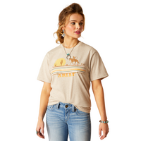 Ariat Womens Cowgirl Desert S/S Tee (10048680) Oatmeal Heather