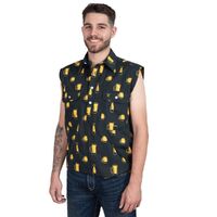 Just Country Mens Logan Half Button Sleeveless Print Shirt (MWNSR240) Black Ale