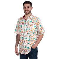 Just Country Mens Jordan S/S Full Button Print Shirt (MWSSR242) White Cactus/Chilli