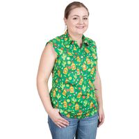 Just Country Womens Lilly Half Button Sleeveless Print Shirt (WWNSR241) Green Cactus