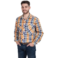 Just Country Mens Austin L/S Full Button Print Shirt (MWLS2493) Orange/Navy Plaid