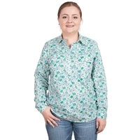 Just Country Womens Georgie L/S Half Button Print Shirt (WWLS2482) Jacaranda Paper Daisies