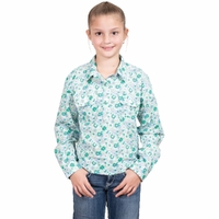 Just Country Girls Harper L/S Half Button Print Shirt (GWLS2482) Jacaranda Paper Daisies