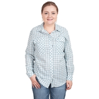 Just Country Womens Abbey L/S Full Button Print Shirt (WWLS2471) Dusty Turquoise Plaid