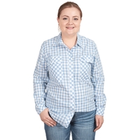 Just Country Womens Abbey L/S Full Button Print Shirt (WWLS2472) Blue Check Plaid