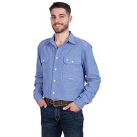 Just Country Mens Austin L/S Full Button Print Shirt (MWLS2491) Cobalt Blue/Chambray