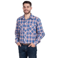 Just Country Mens Austin L/S Full Button Print Shirt (MWLS2494) Blue/Red Plaid