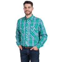 Just Country Mens Austin L/S Full Button Print Shirt (MWLS2495) Ivy Green Plaid