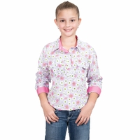 Just Country Girls Harper L/S Half Button Print Shirt (GWLS2486) Lilac Daises/Rose