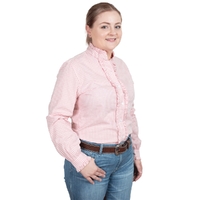 Just Country Womens Abbey Frills L/S Full Button Shirt (WWLS2478) Flamingo Pink Small Check