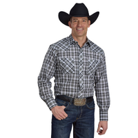 Roper Mens Karman Classic 55/45 L/S Shirt (01101068) Plaid Grey