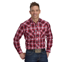 Roper Mens Karman Classic 55/45 L/S Shirt (01101073) Plaid Red