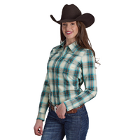 Roper Womens Amarillo Collection L/S Plaid Shirt (50278035) Brown