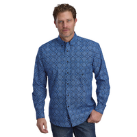 Roper Mens Amarillo Collection L/S Shirt (01326016) Print Blue