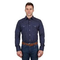 Pure Western Mens Jett L/S Shirt (P4S1100951) Navy/White