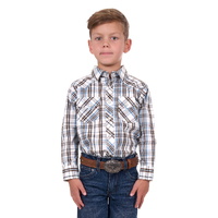 Pure Western Boys Evan L/S Shirt (P4S3100952) White/Tan