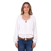 Pure Western Womens Nelly L/S Blouse (P5W2543016) Ivory