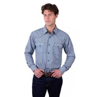 Pure Western Mens Mark L/S Shirt (P5W1100875) Navy/Teal