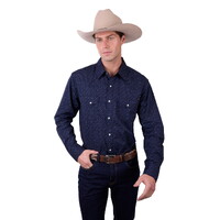 Pure Western Mens Ross L/S Shirt (P5W1100871) Navy