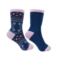 Pure Western PW Crew Socks - Twin Pack (PCP2949SOC) Navy/Pink