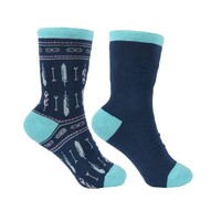 Pure Western PW Crew Socks - Twin Pack (PCP2949SOC) Navy/Turquoise