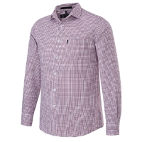 Ritemate Mens Pilbara Premium Ultra Fine Cotton L/S Shirt (RMPC114) Burgundy/White Check