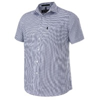 Ritemate Mens Pilbara Premium Ultra Fine Cotton S/S Shirt (RMPC114S) Navy/White Check