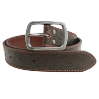 Ritemate Unisex Pilbara Western Oval Buckle Tooled Leather Belt (RMPW005) Dark Brown