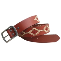 Ritemate Unisex Pilbara Western Oval Buckle Navajo Leather Belt (RMPW008) Tan