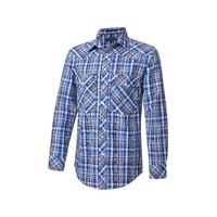 Ritemate Mens Pilbara Western Snap Button L/S Shirt (RMPW009) Blue/Black/White