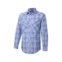 Ritemate Mens Pilbara Western Snap Button L/S Shirt (RMPW009) Blue/Navy/White	