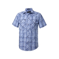 Ritemate Mens Pilbara Western Snap Button S/S Shirt (RMPW009S) Blue/Navy/White	