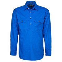 Ritemate Mens Pilbara Heavy Weight Closed Front L/S Shirt (RM800CF) Cobalt Blue