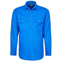 Ritemate Mens Pilbara Heavy Weight Closed Front L/S Shirt (RM800CF) Light Blue