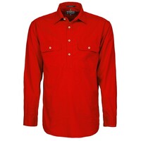 Ritemate Mens Pilbara Heavy Weight Closed Front L/S Shirt (RM800CF) Red