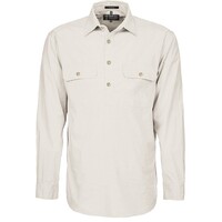 Ritemate Mens Pilbara Heavy Weight Closed Front L/S Shirt (RM800CF) Stone