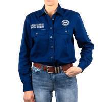 Ringers Western Womens Jillaroo Full Button Embroidered Work Shirt (218110002) Navy [GD]