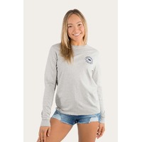 Ringers Western Womens Signature Bull L/S Tee (221010RW) Grey Marle with Navy Print [GD]