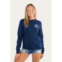 Ringers Western Womens Signature Bull L/S Tee (221010RW) Navy with White Print [GD]