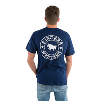 Ringers Western Mens Signature Bull Loose Fit S/S Tee (120201560) Navy/White Print [GD]